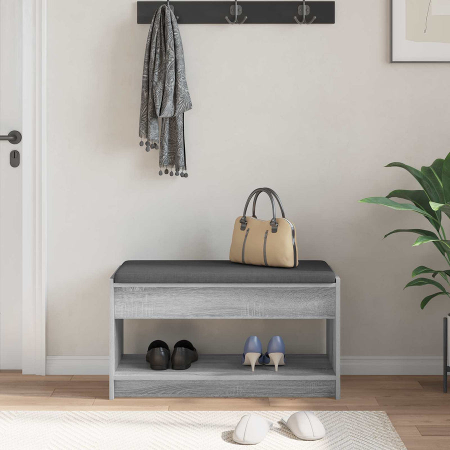 Halbank met kussen met plank Grijze Sonoma 83 x 38 x 45 cm
