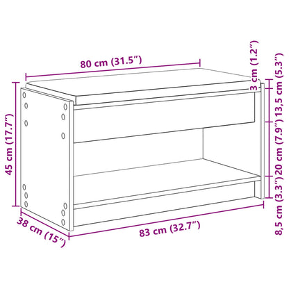 Halbank met kussen met plank Grijze Sonoma 83 x 38 x 45 cm