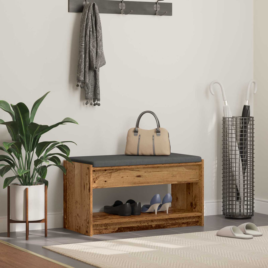 Halbank Oudhout 83 x 38 x 45 cm Geïndustrialiseerd hout en stof