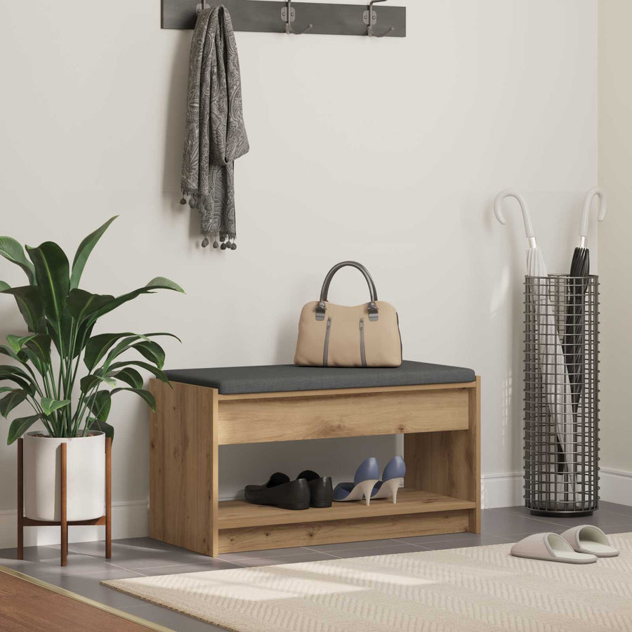 Halbank met kussen met plank Artisan Eik 83 x 38 x 45 cm