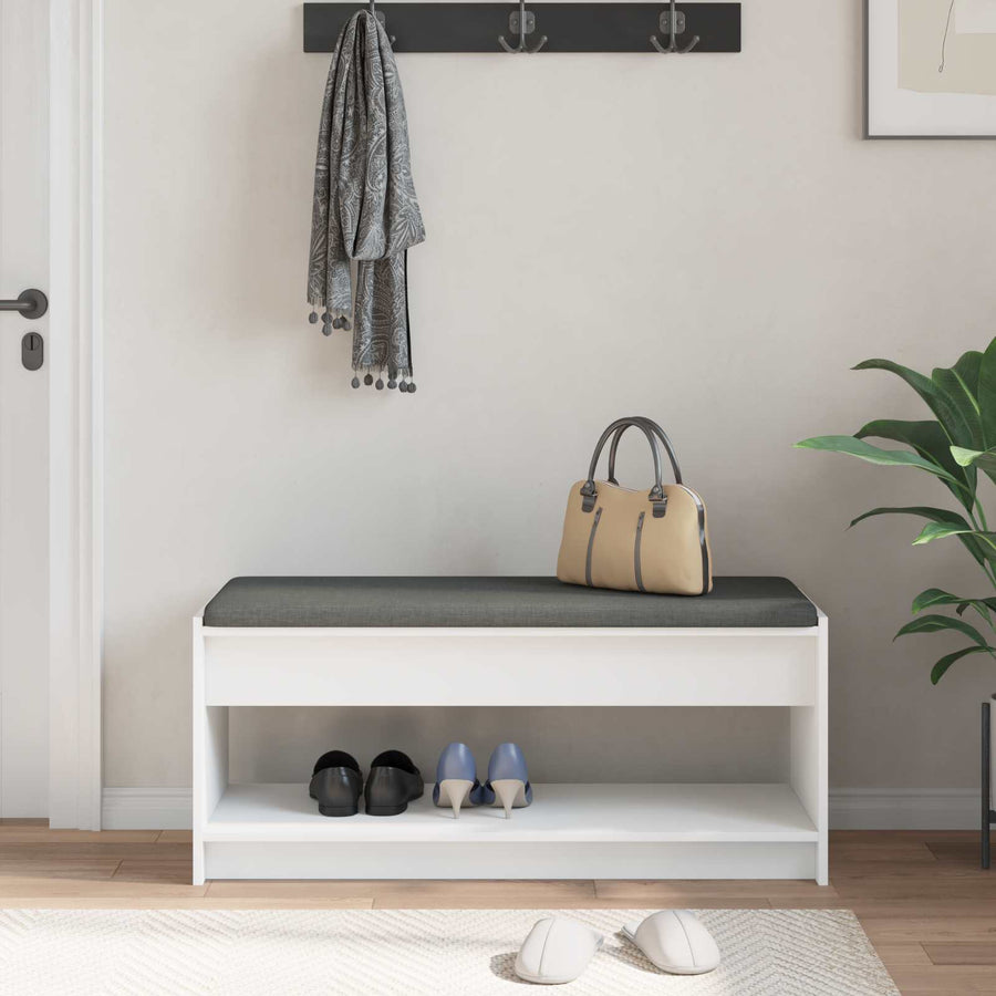 Halbank met kussen met plank met opslag Wit 100 x 38 x 46 cm