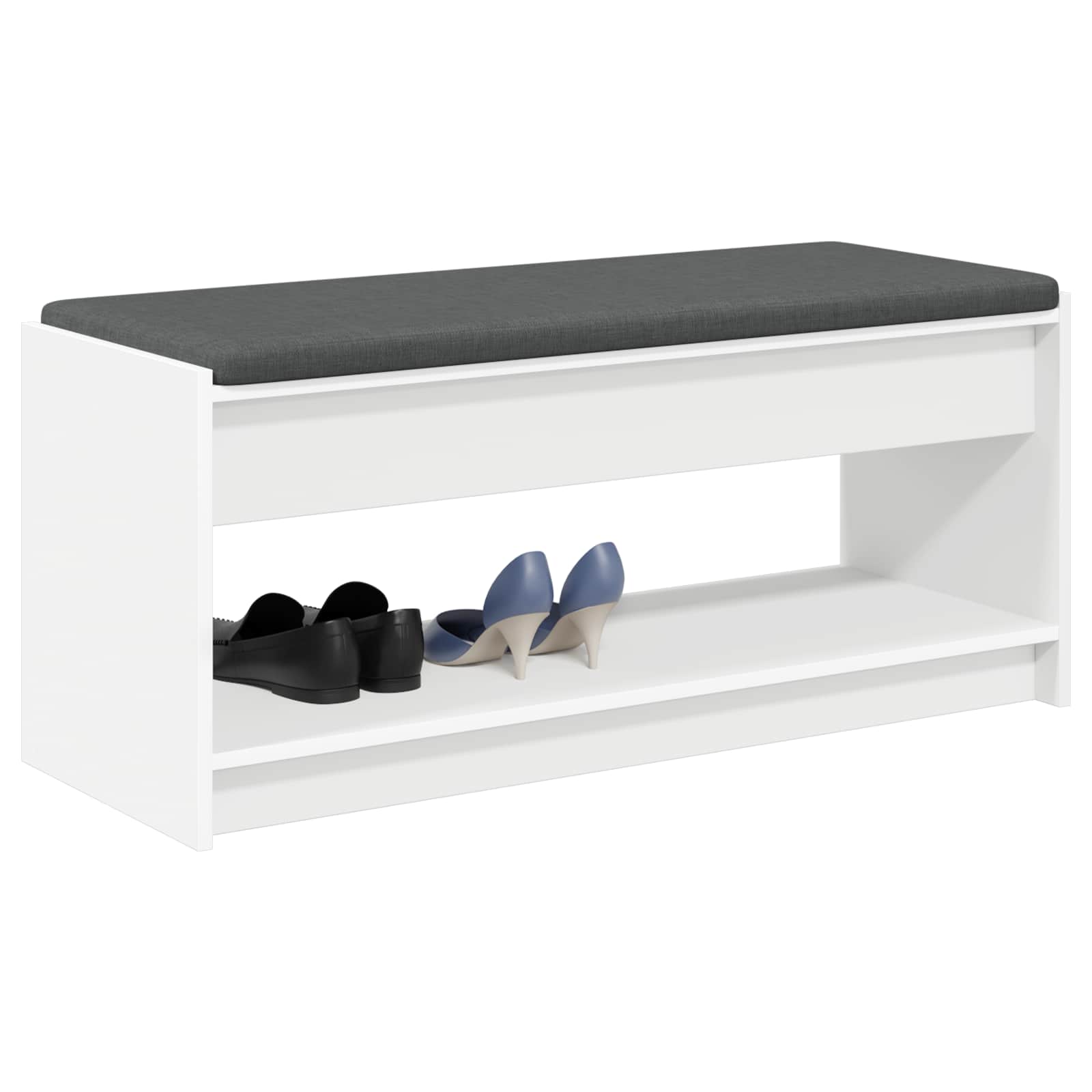 Halbank met kussen met plank met opslag Wit 100 x 38 x 46 cm