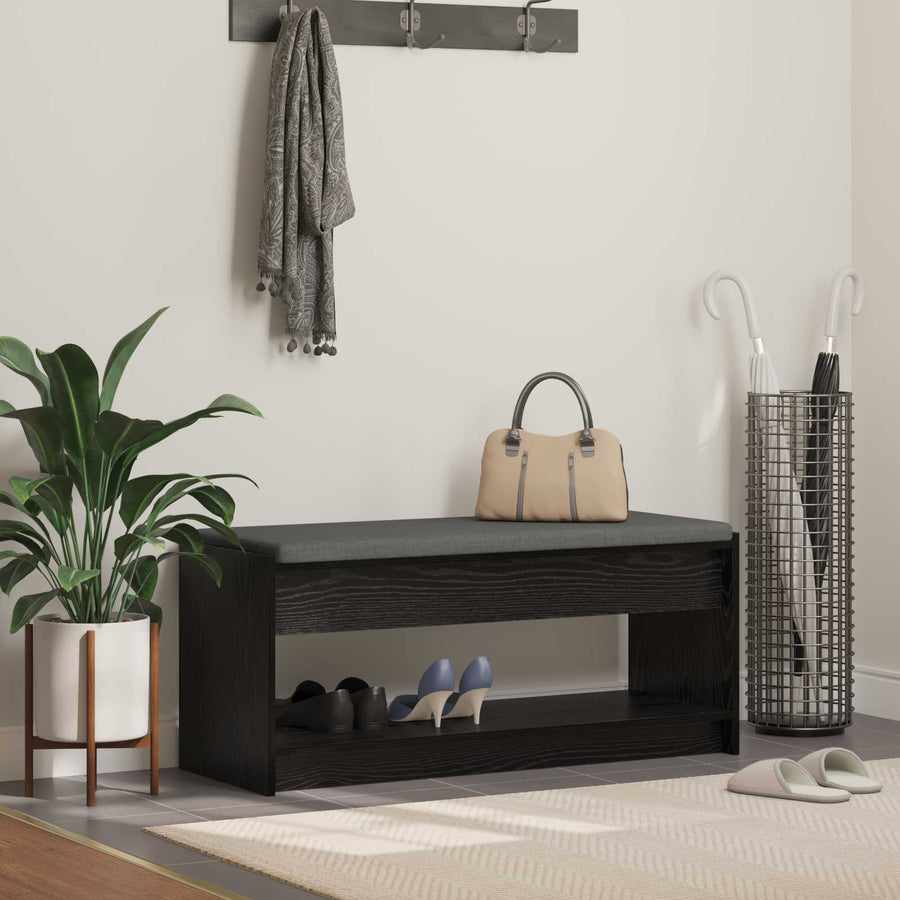Halbank met kussen met plank Zwart Eiken 100 x 38 x 46 cm