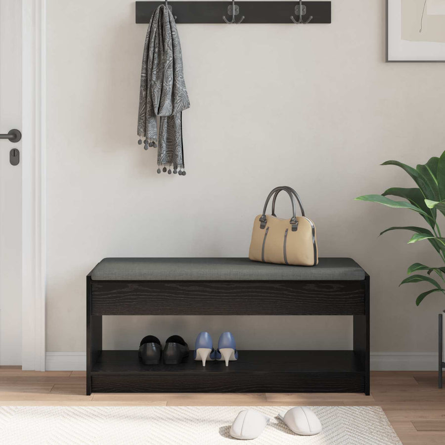 Halbank met kussen met plank Zwart Eiken 100 x 38 x 46 cm