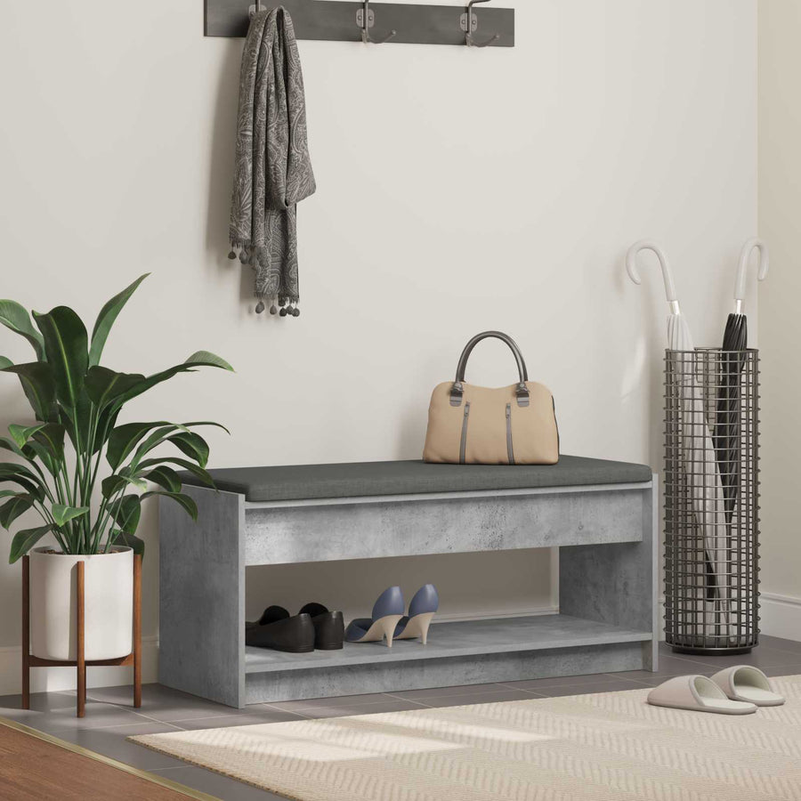 Halbank met kussen met plank Beton Grijs 100 x 38 x 46 cm