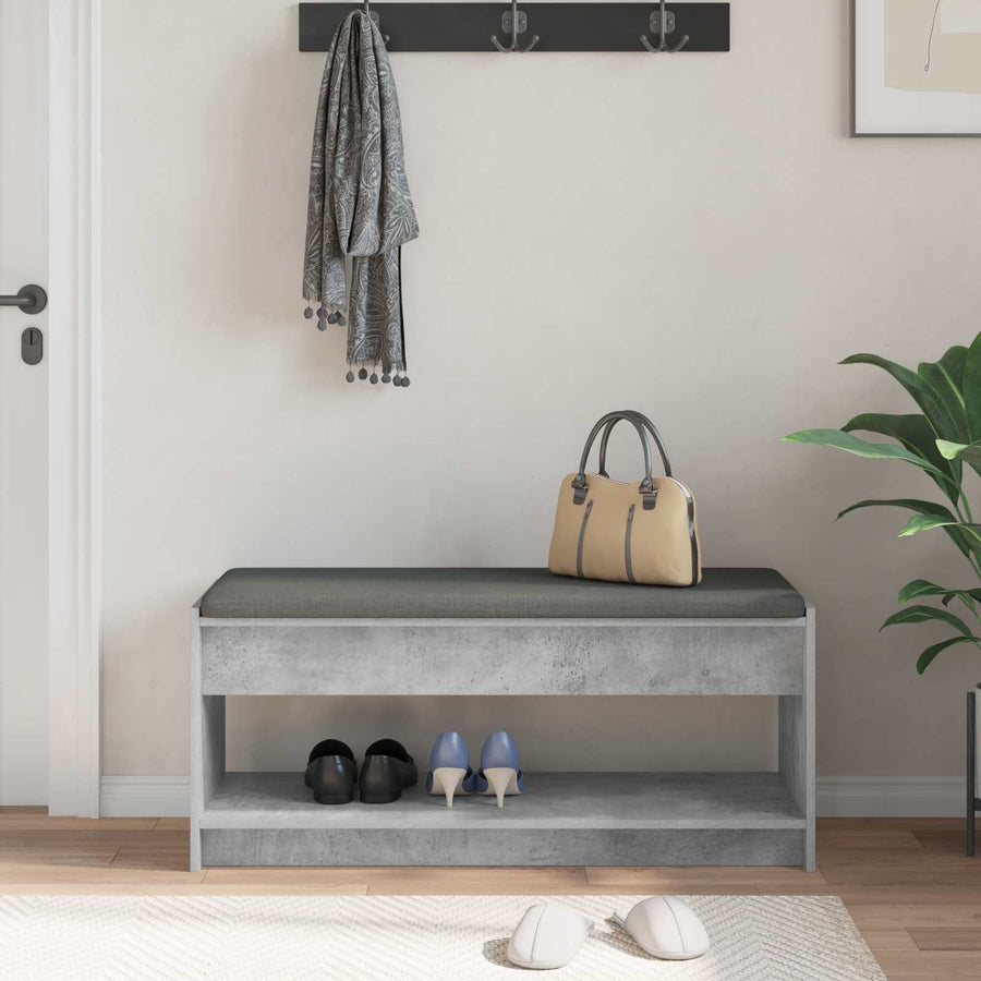 Halbank met kussen met plank Beton Grijs 100 x 38 x 46 cm