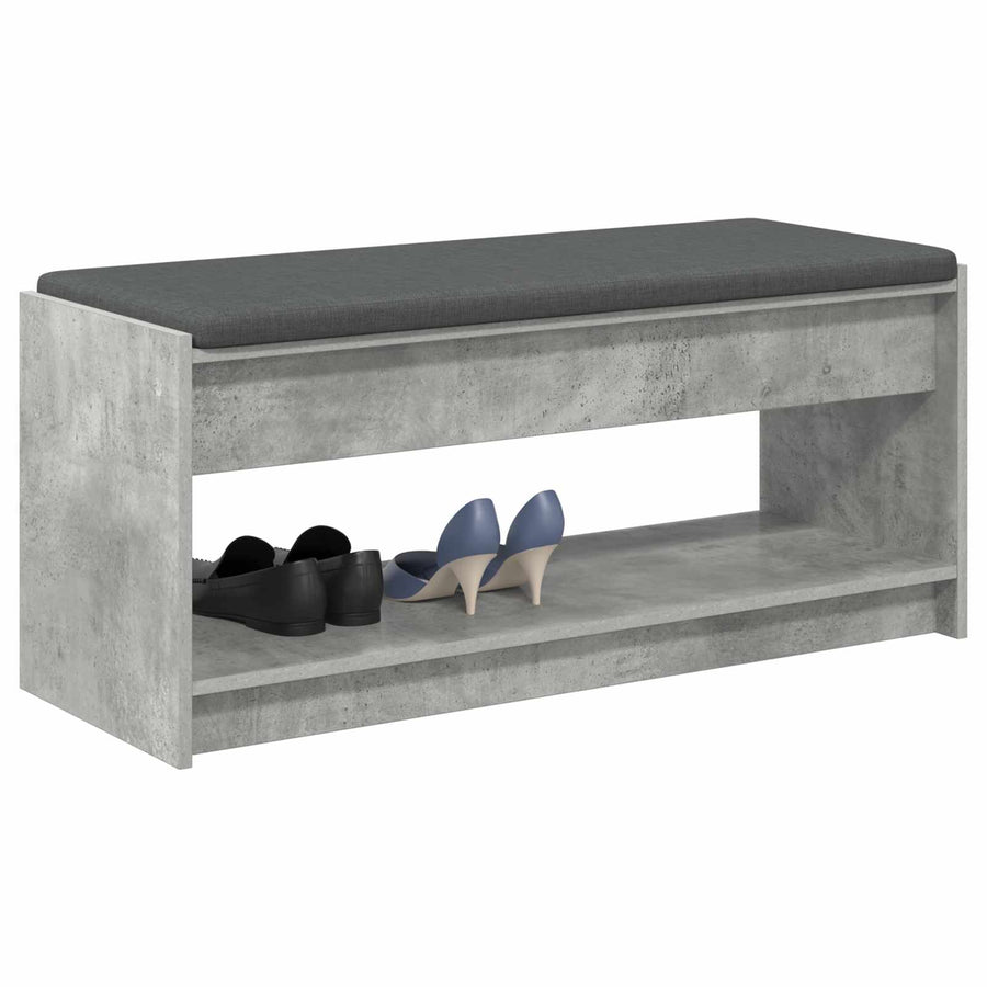 Halbank met kussen met plank Beton Grijs 100 x 38 x 46 cm