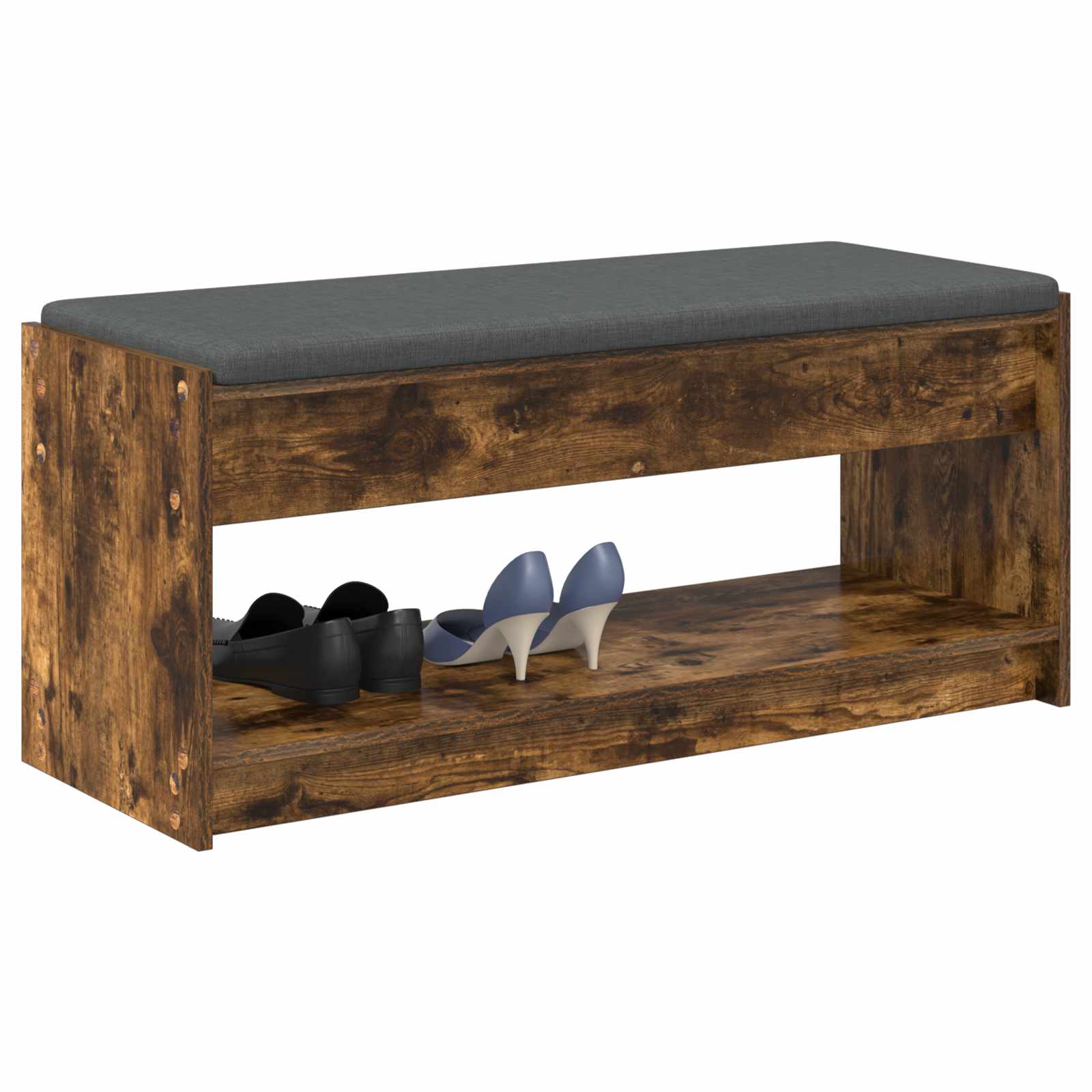 Halbank met kussen met plank Gerookt eiken 100 x 38 x 46 cm
