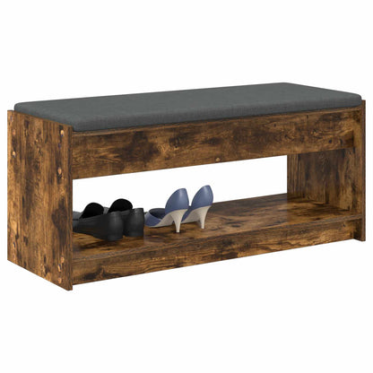 Halbank met kussen met plank Gerookt eiken 100 x 38 x 46 cm