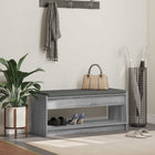 Hallway bench with cushion with shelf Grey Sonoma 103 x 38 x 45 cm