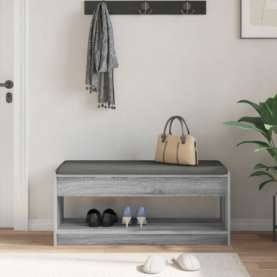 Halbank met kussen met plank Grijs Sonoma 100 x 38 x 46 cm