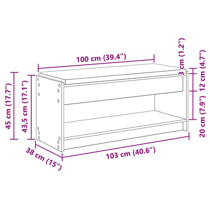 Halbank met kussen met plank Grijs Sonoma 100 x 38 x 46 cm