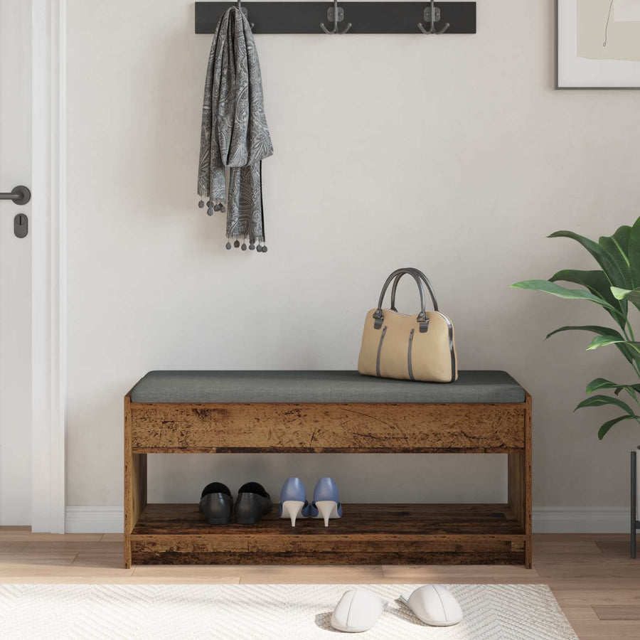 Halbank met kussen met plank Oudhout 103 x 38 x 45 cm