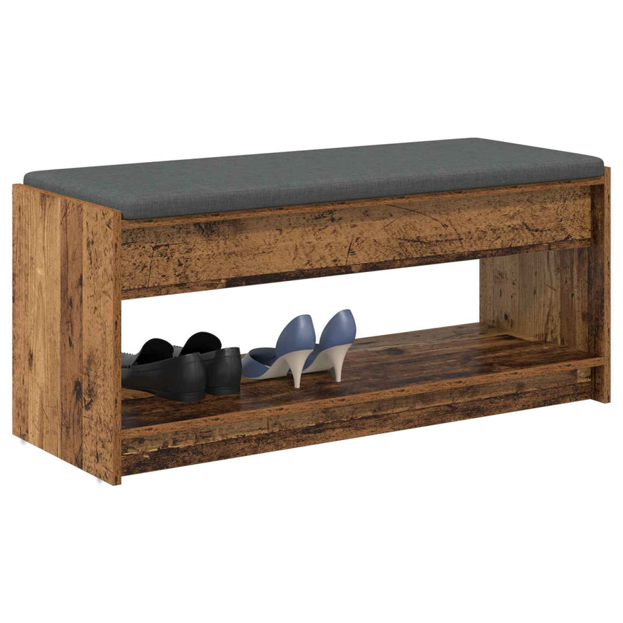 Halbank met kussen met plank Oudhout 103 x 38 x 45 cm