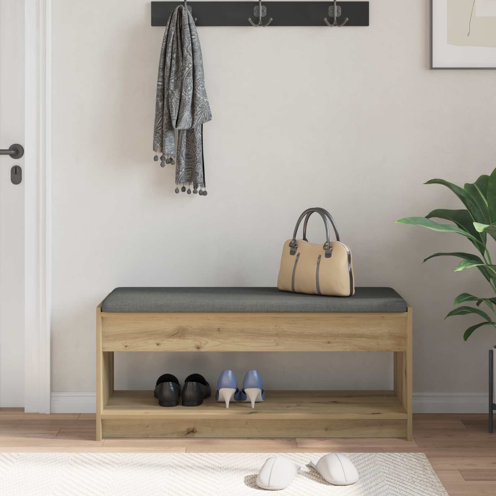 Halbank met kussen met plank Artisan Eiken 100 x 38 x 46 cm