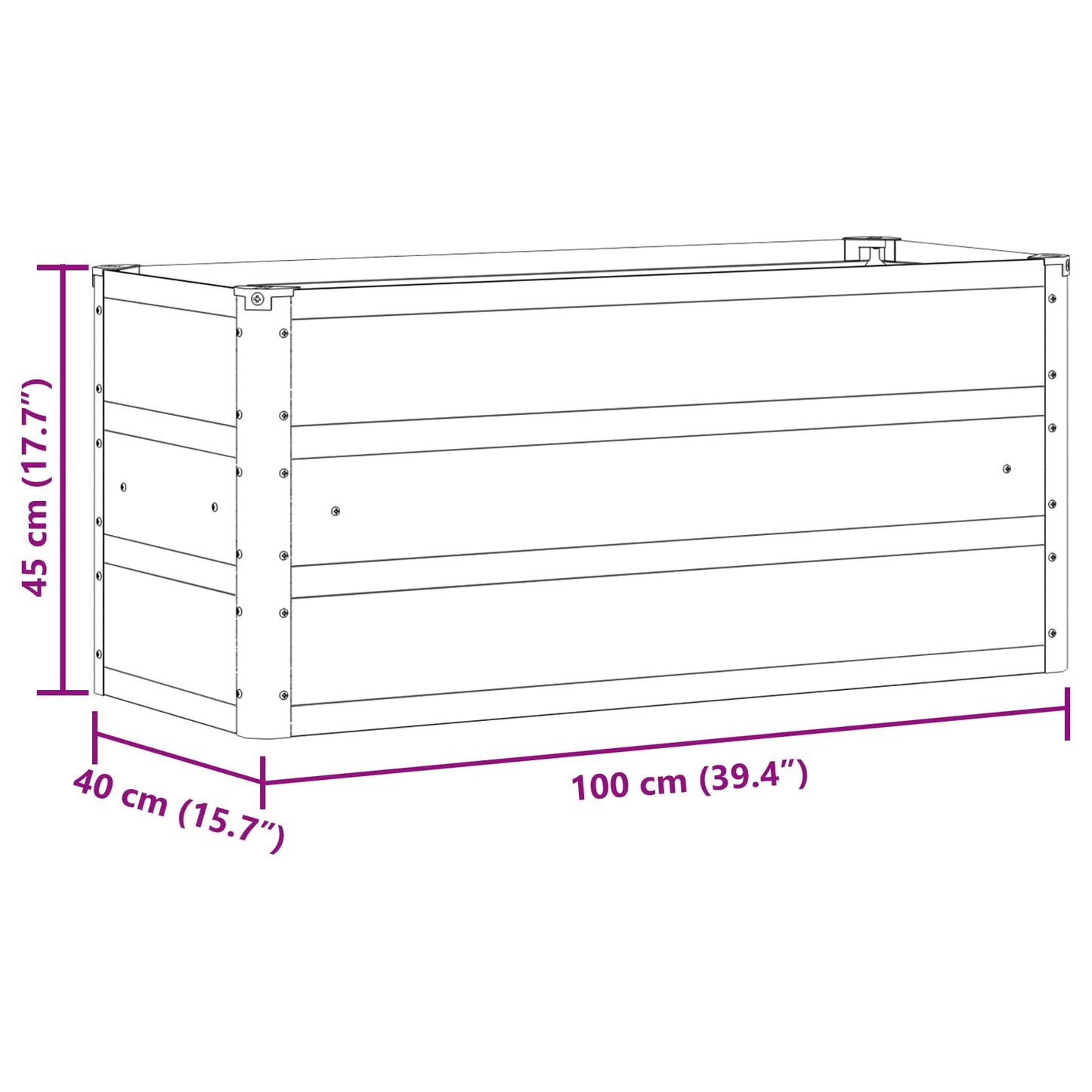Plantenbak Ivoor 100 x 40 x 45 cm Staal