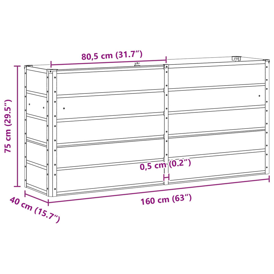 Plantenbak Ivoor 160 x 40 x 75 cm Staal