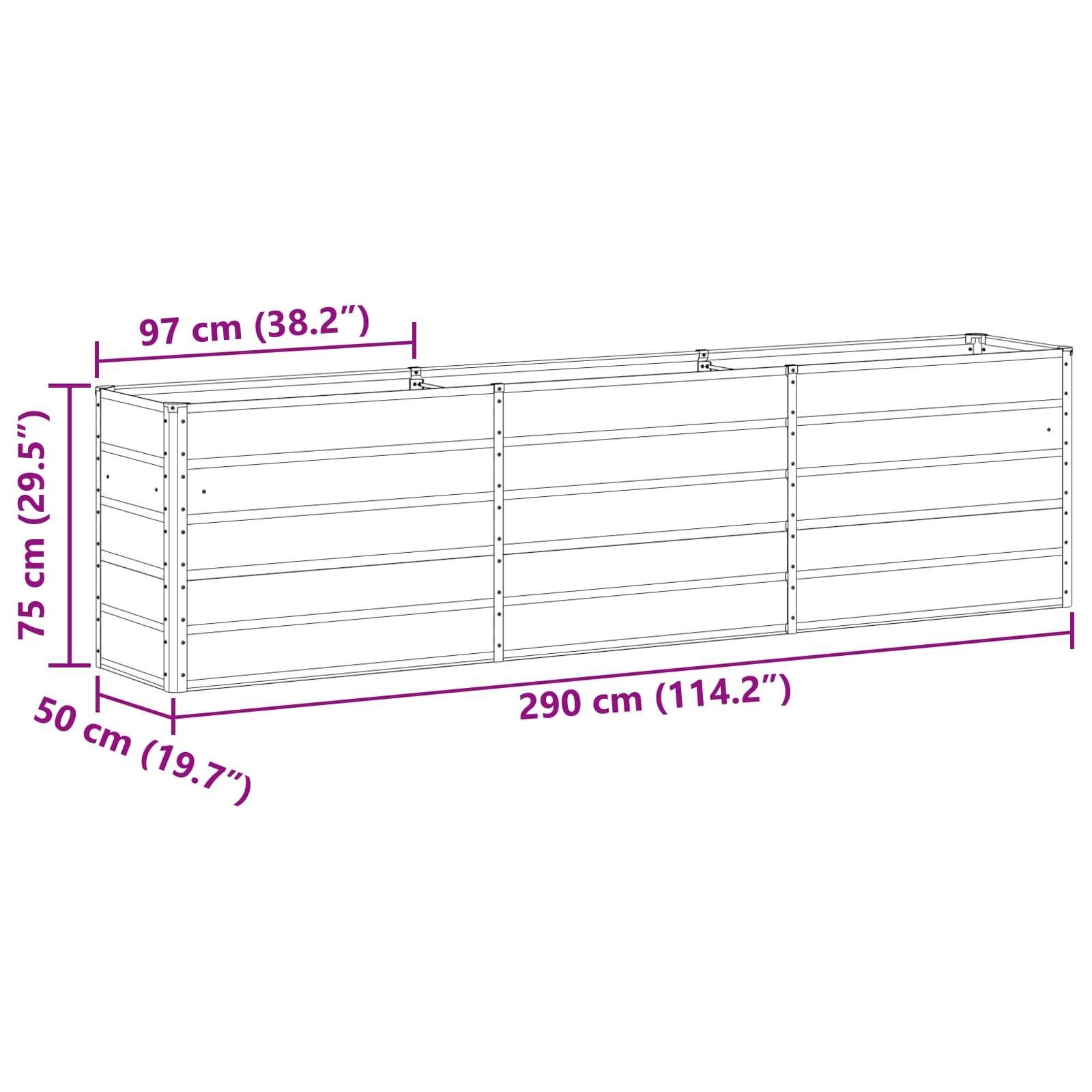Plantenbak Ivoor 480 x 50 x 45 cm Gegalvaniseerd staal