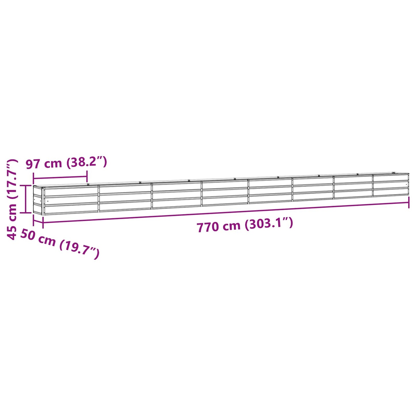 Plantenbak Ivoor 480 x 50 x 45 cm Gegalvaniseerd staal