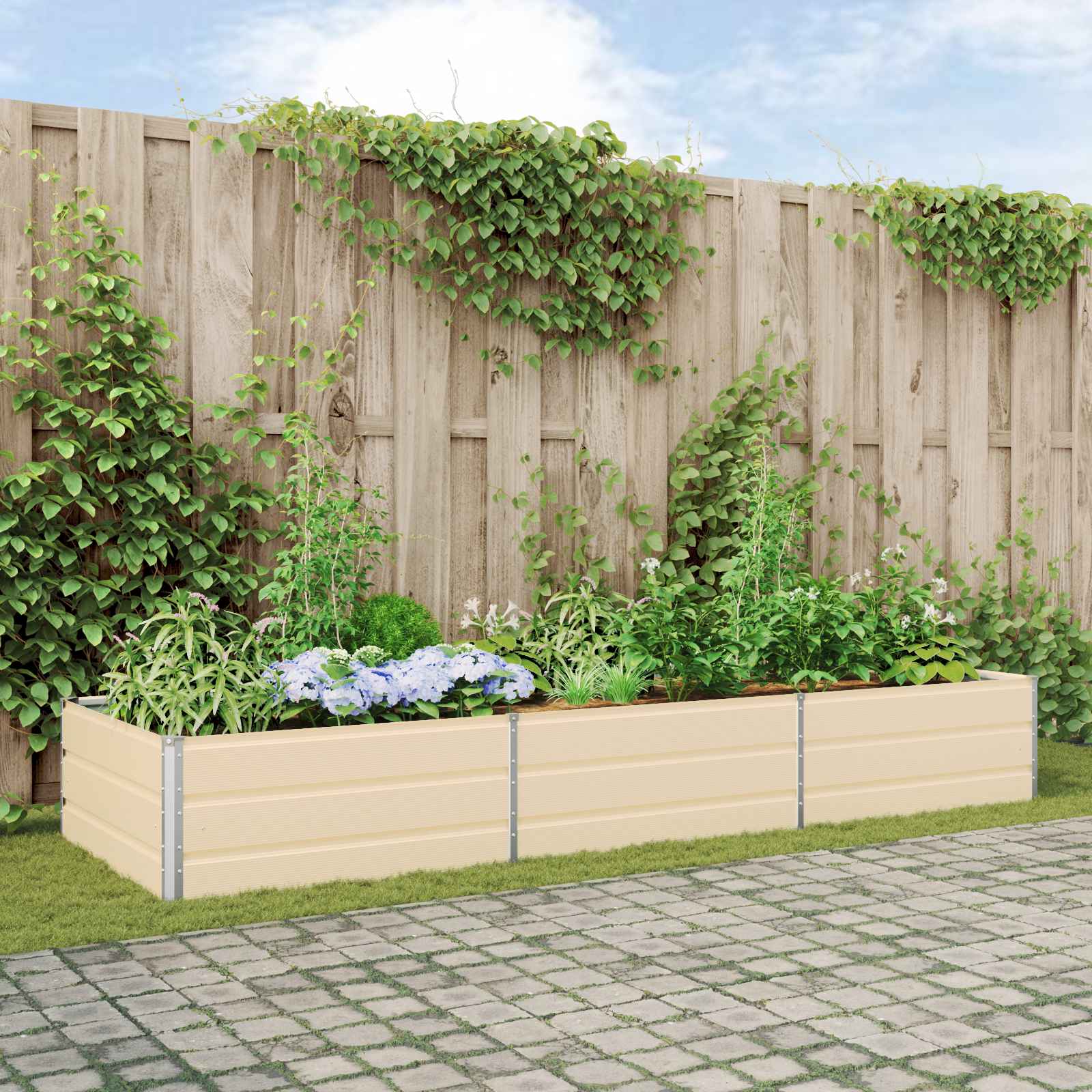 Plantenbak Ivoor 195 x 100 x 45 cm Gegalvaniseerd staal