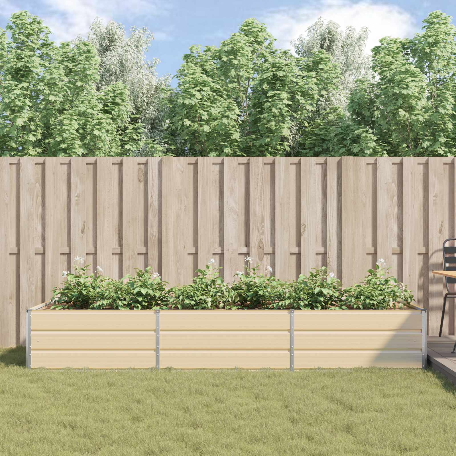 Plantenbak Ivoor 195 x 100 x 45 cm Gegalvaniseerd staal