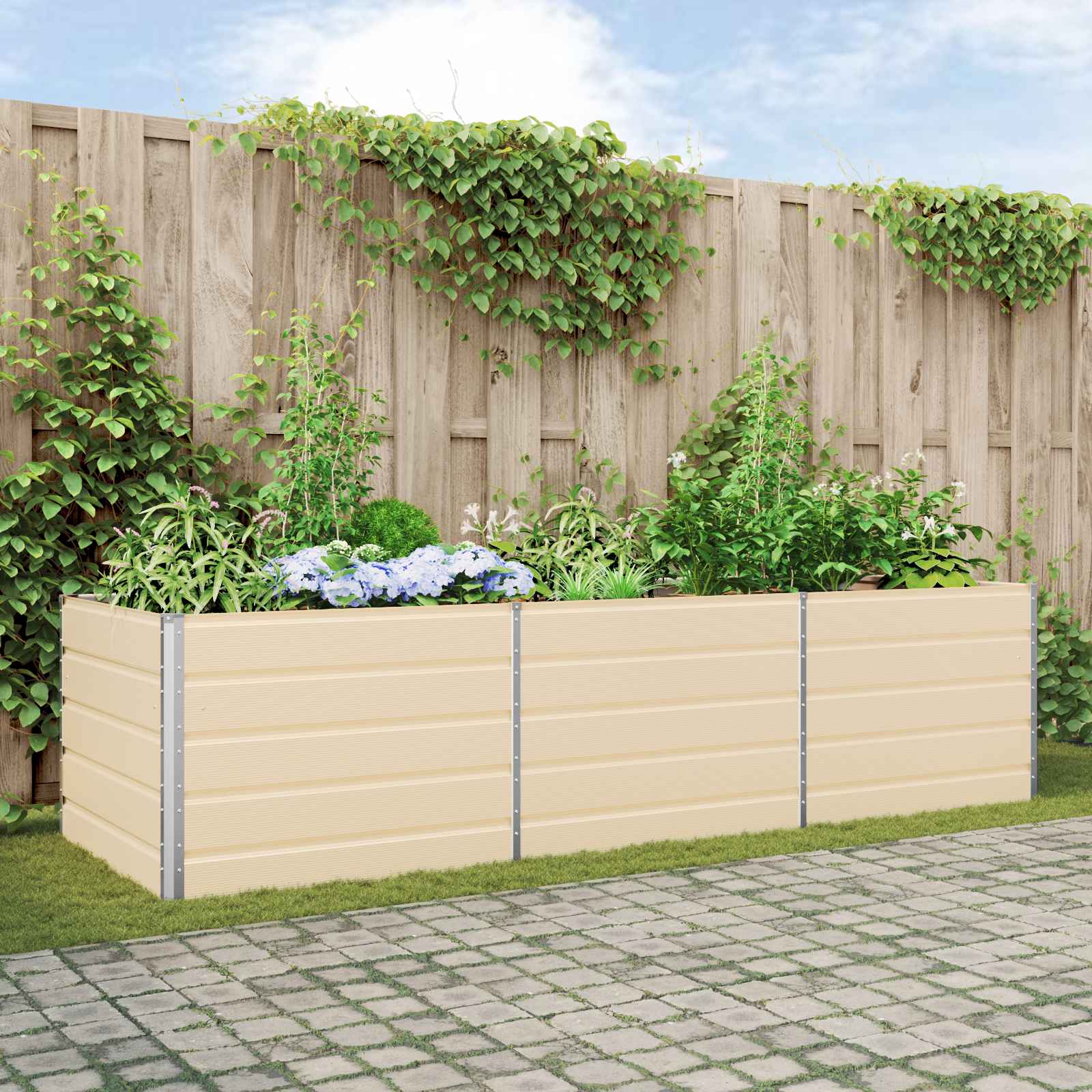 Plantenbak Ivoor 195 x 100 x 45 cm Gegalvaniseerd staal