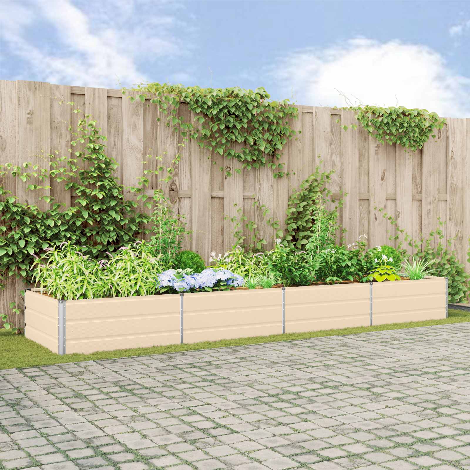 Plantenbak Ivoor 195 x 100 x 45 cm Gegalvaniseerd staal