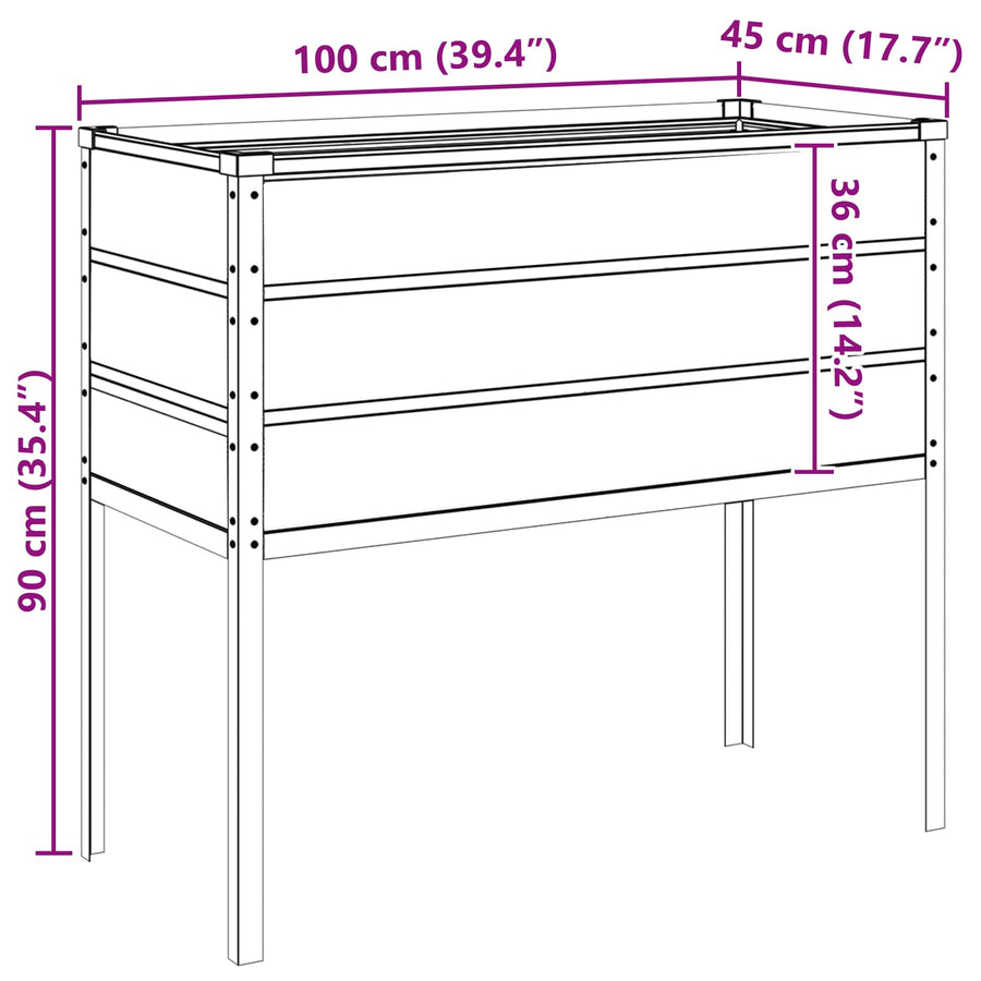 Plantenbak Ivoor 100 x 45 x 90 cm Gegalvaniseerd staal