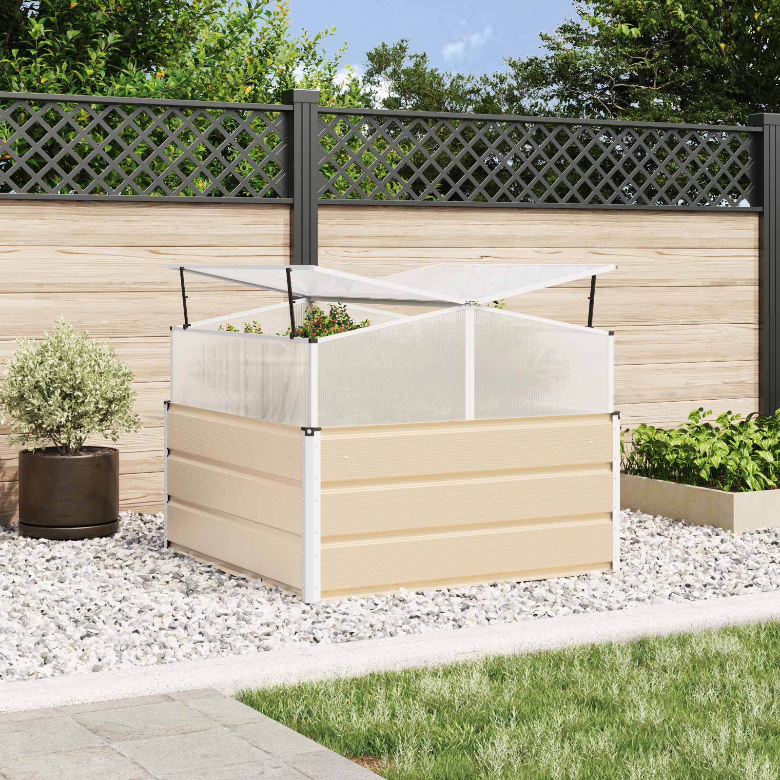 Plantenbak Ivoor 100 x 100 x 77 cm Gegalvaniseerd staal