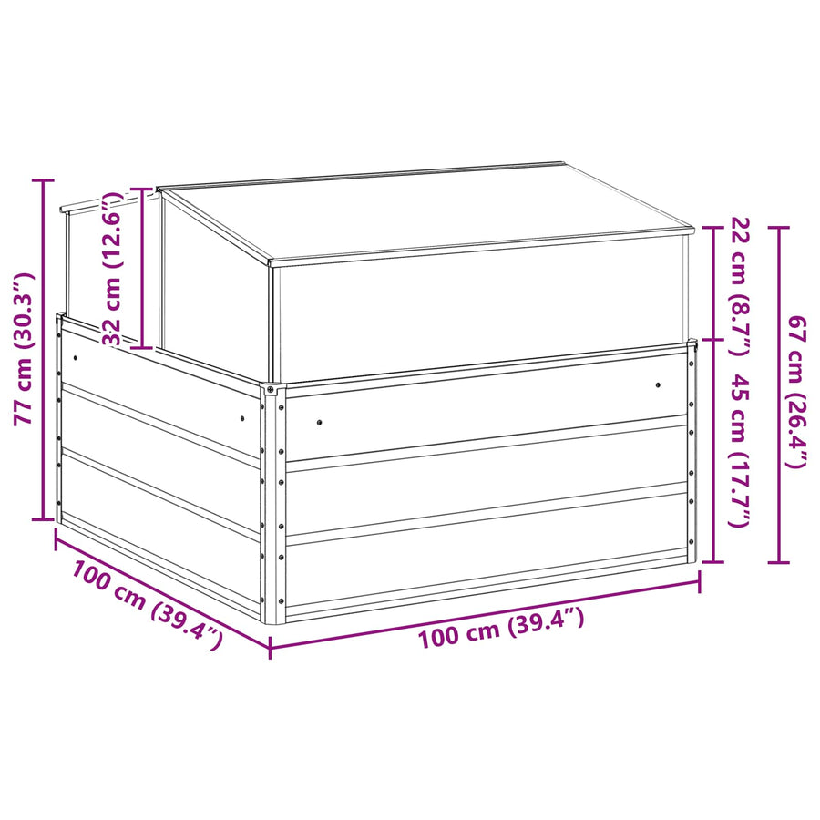 Plantenbak Ivoor 100 x 100 x 77 cm Gegalvaniseerd staal