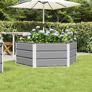 Plantenbak zeshoekig 129x129x45 cm staal lichtgrijs