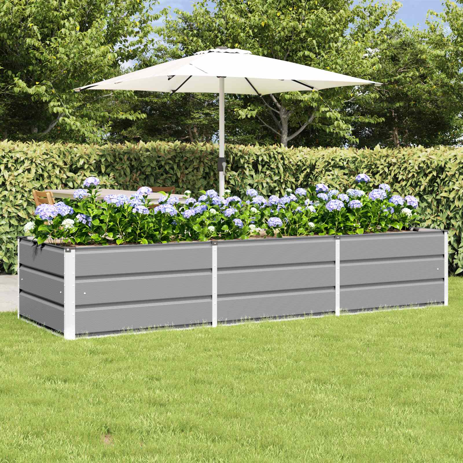 Plantenbak Lichtgrijs 240 x 80 x 45 cm Staal