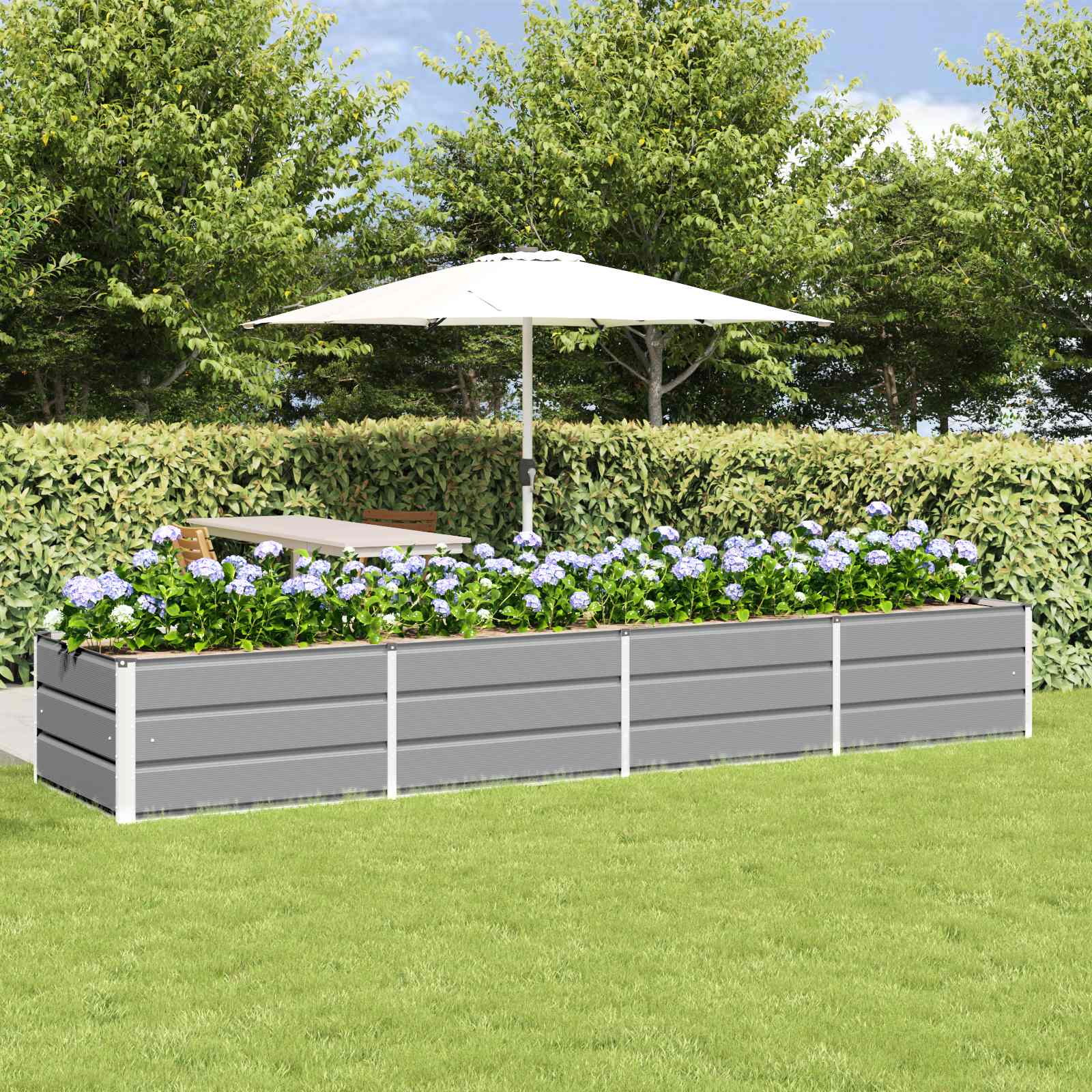 Plantenbak Lichtgrijs 320 x 80 x 45 cm Staal