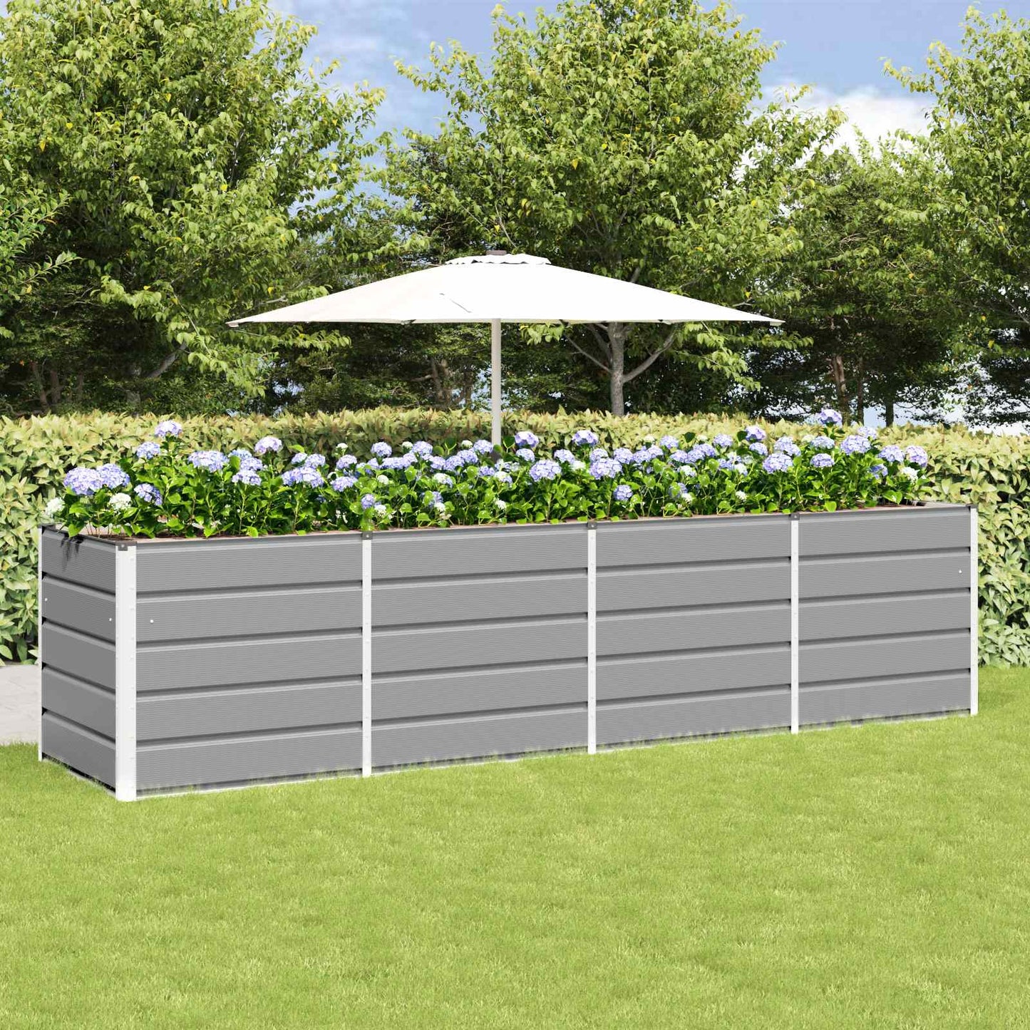 Plantenbak Lichtgrijs 240 x 80 x 75 cm Staal