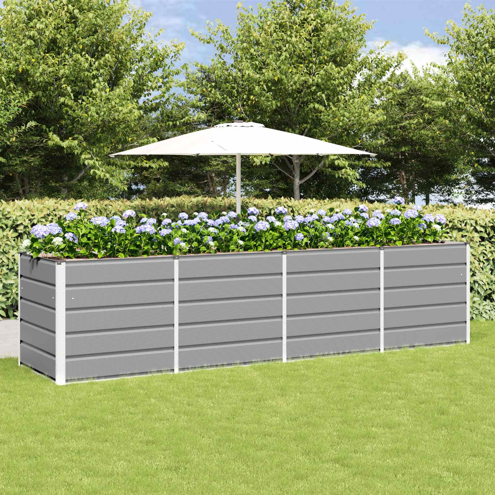 Plantenbak Lichtgrijs 240 x 80 x 75 cm Staal