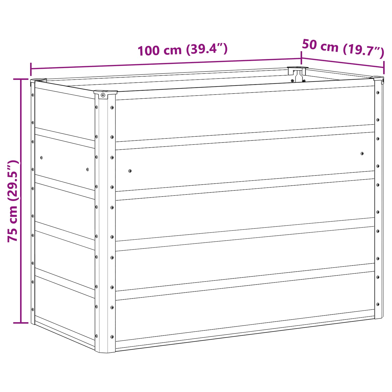 Plantenbak Lichtgrijs 480 x 50 x 45 cm Gegalvaniseerd staal