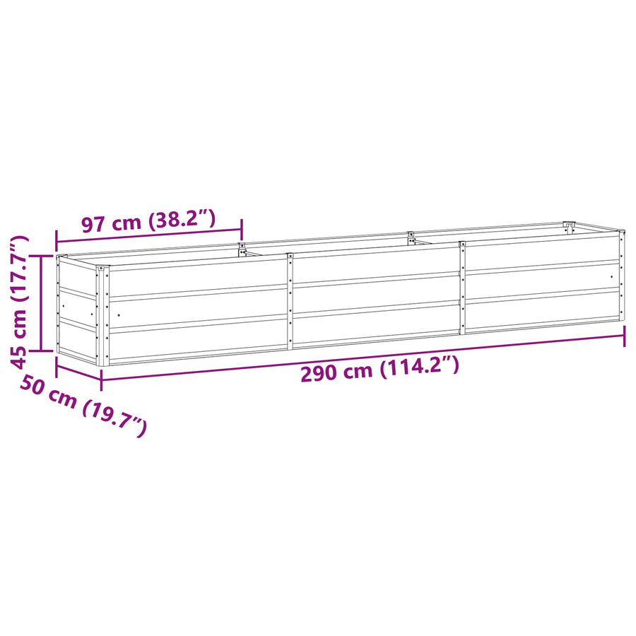 Plantenbak Lichtgrijs 480 x 50 x 45 cm Gegalvaniseerd staal