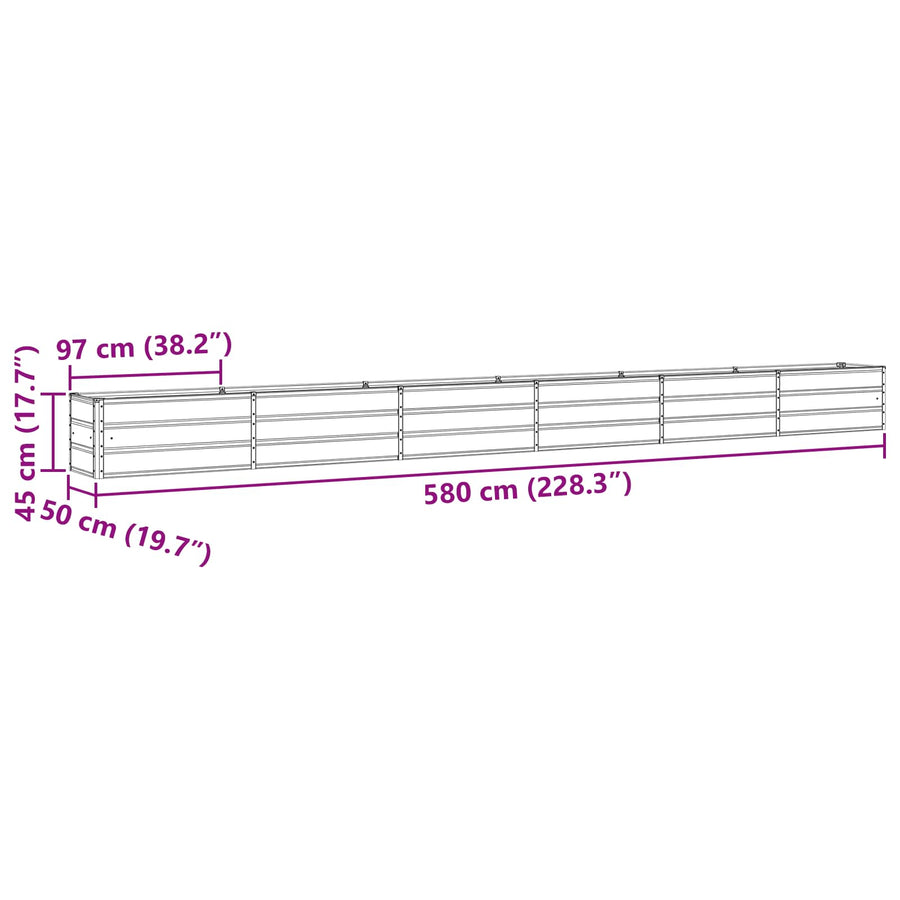 Plantenbak Lichtgrijs 480 x 50 x 45 cm Gegalvaniseerd staal
