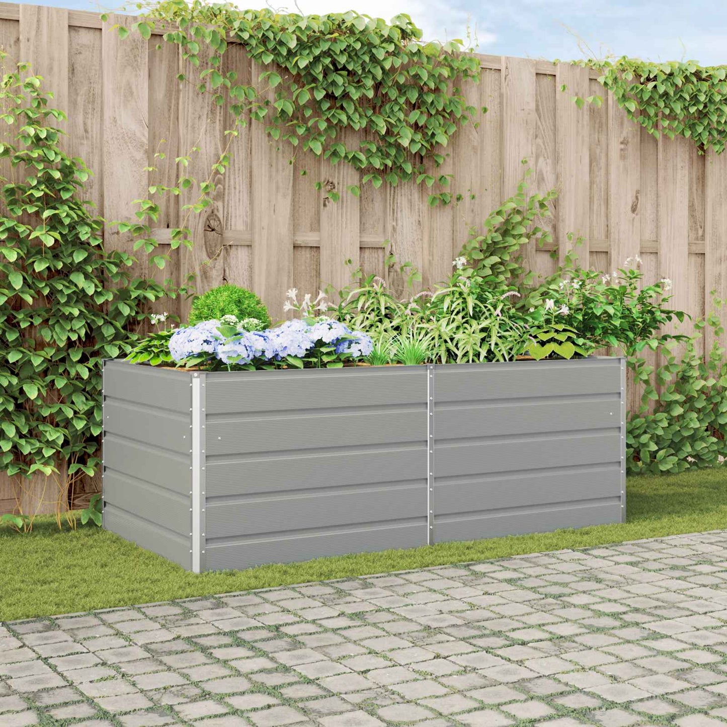 Plantenbak Lichtgrijs 195 x 100 x 45 cm Gegalvaniseerd staal
