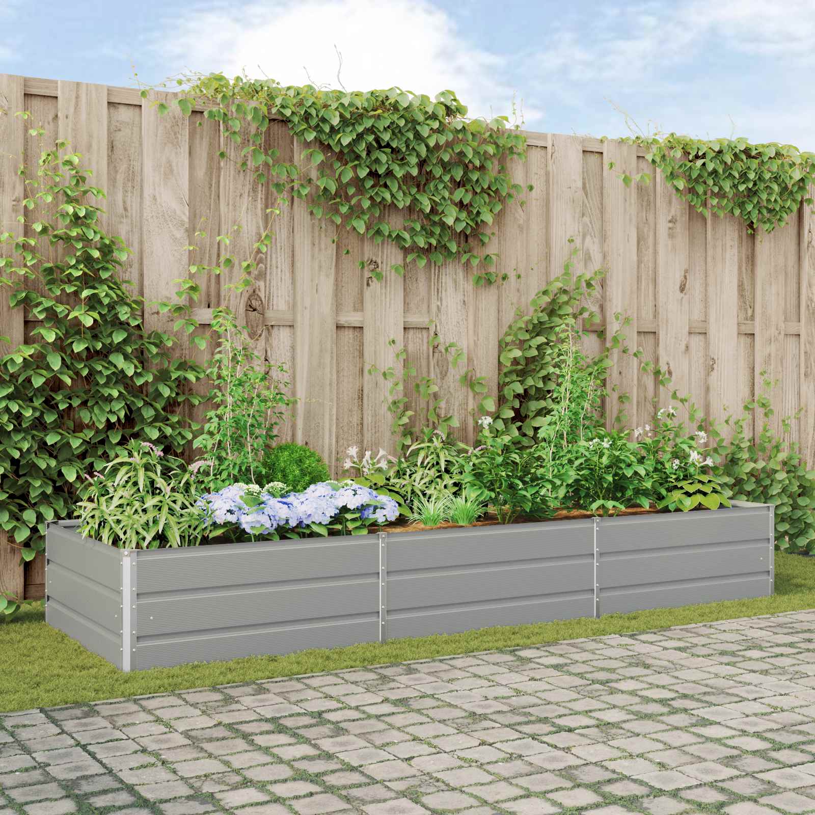Plantenbak Lichtgrijs 195 x 100 x 45 cm Gegalvaniseerd staal