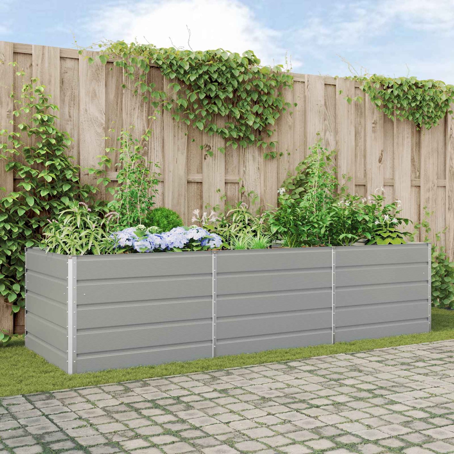 Plantenbak Lichtgrijs 195 x 100 x 45 cm Gegalvaniseerd staal