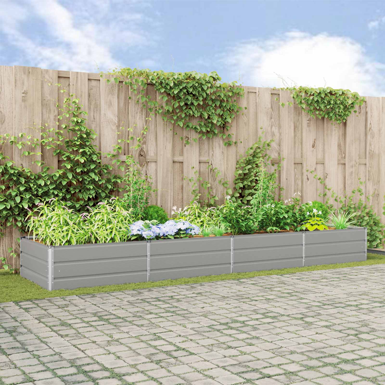 Plantenbak Lichtgrijs 195 x 100 x 45 cm Gegalvaniseerd staal