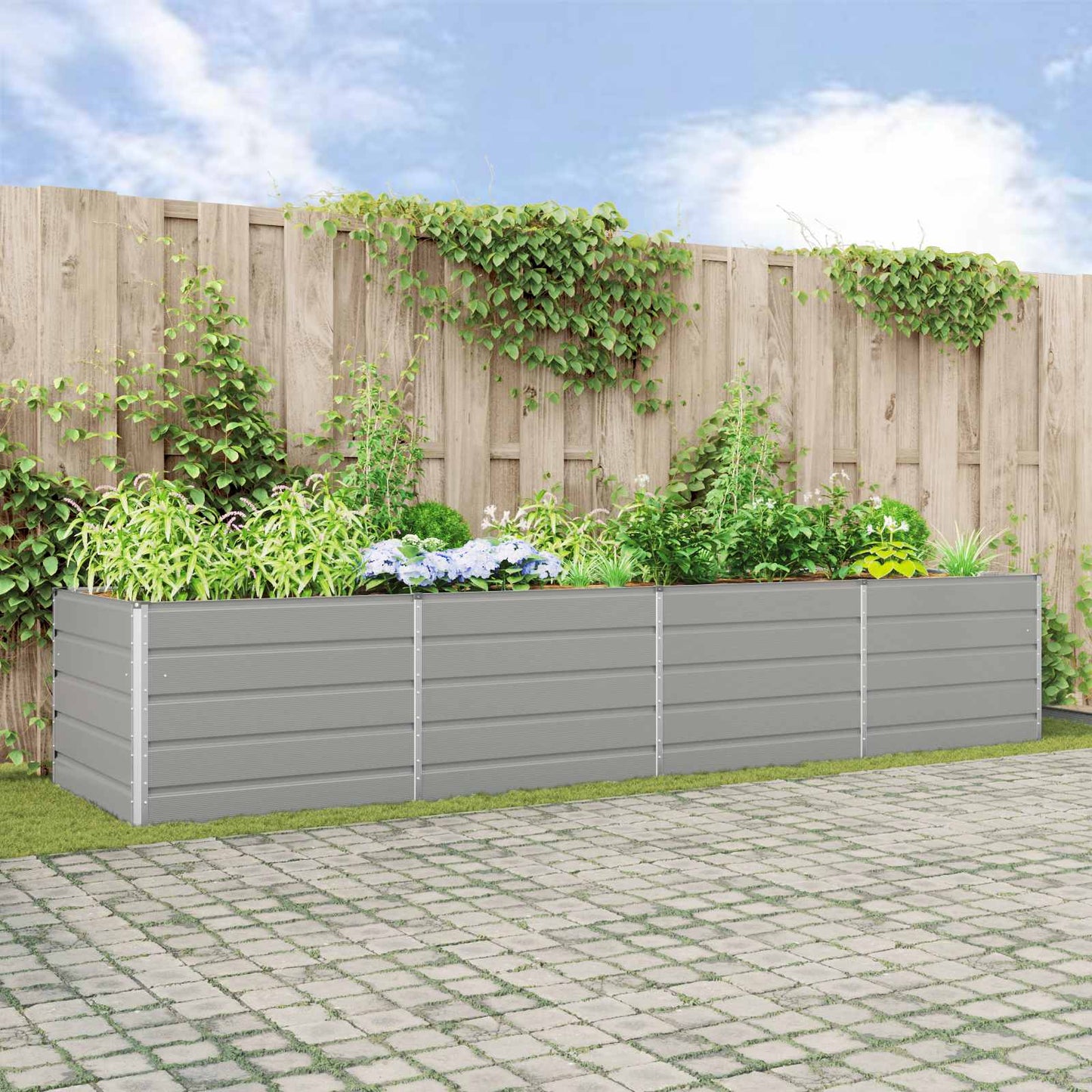 Plantenbak Lichtgrijs 195 x 100 x 45 cm Gegalvaniseerd staal