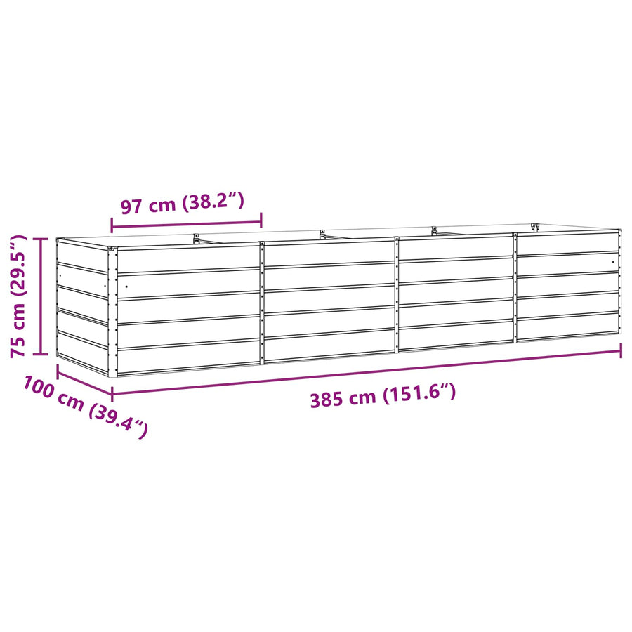Plantenbak Lichtgrijs 195 x 100 x 45 cm Gegalvaniseerd staal
