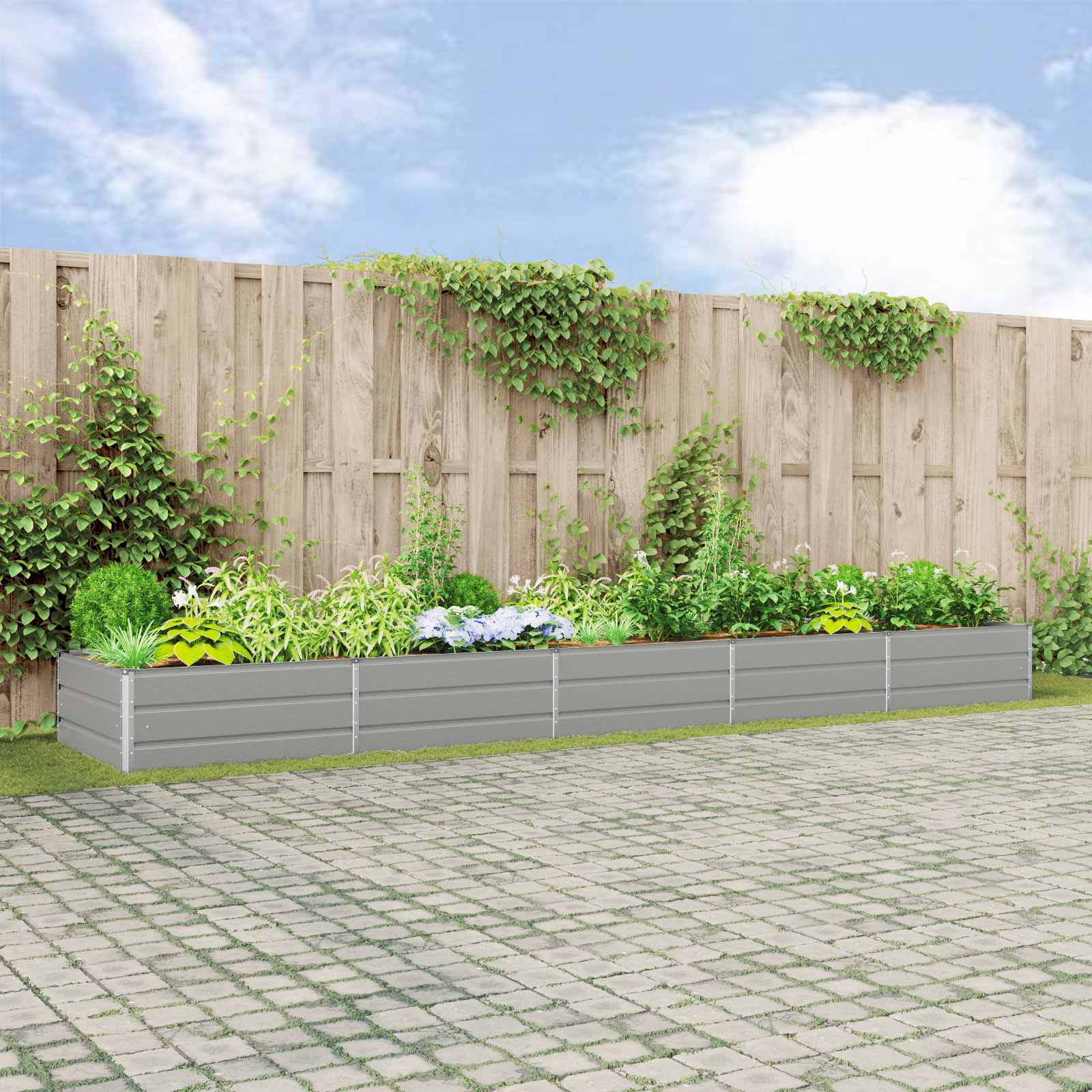 Plantenbak Lichtgrijs 195 x 100 x 45 cm Gegalvaniseerd staal