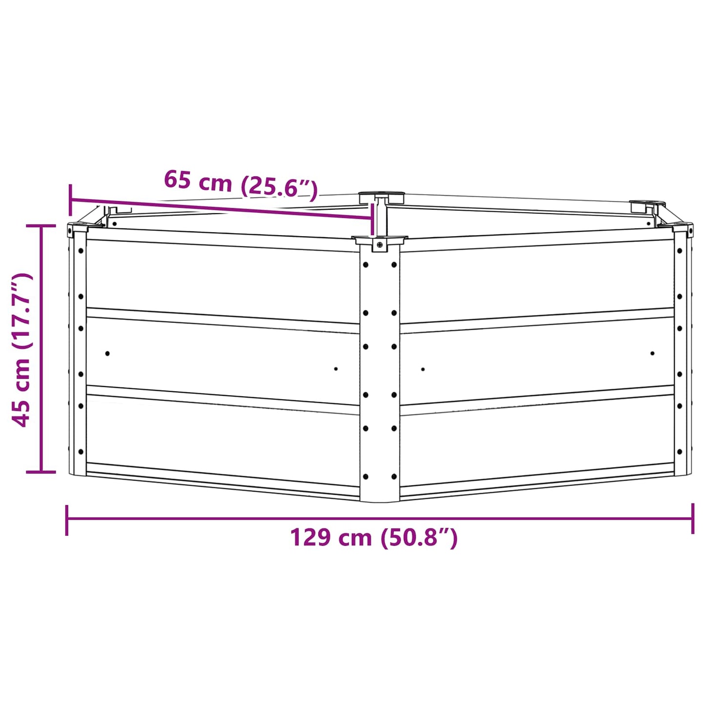Plantenbak Antraciet 129 x 129 x 45 cm Staal