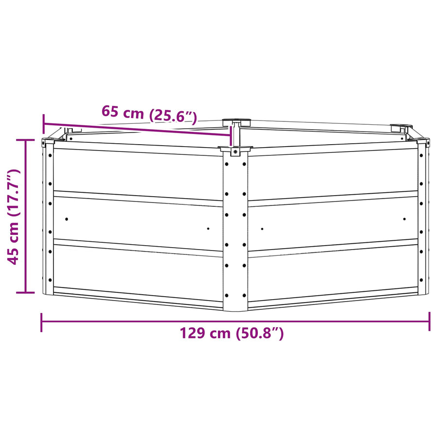 Plantenbak Antraciet 129 x 129 x 45 cm Staal