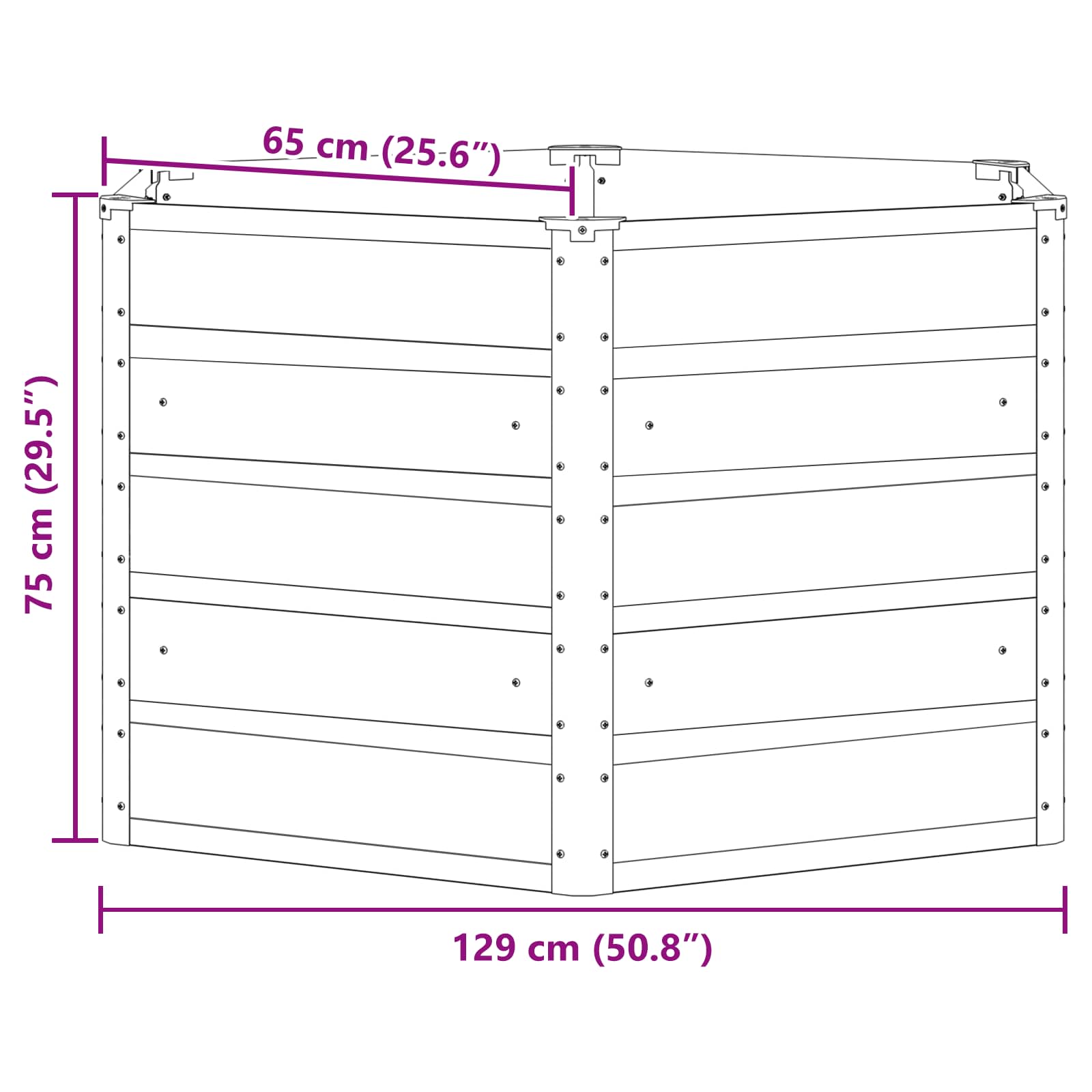 Plantenbak Antraciet 129 x 129 x 75 cm Staal