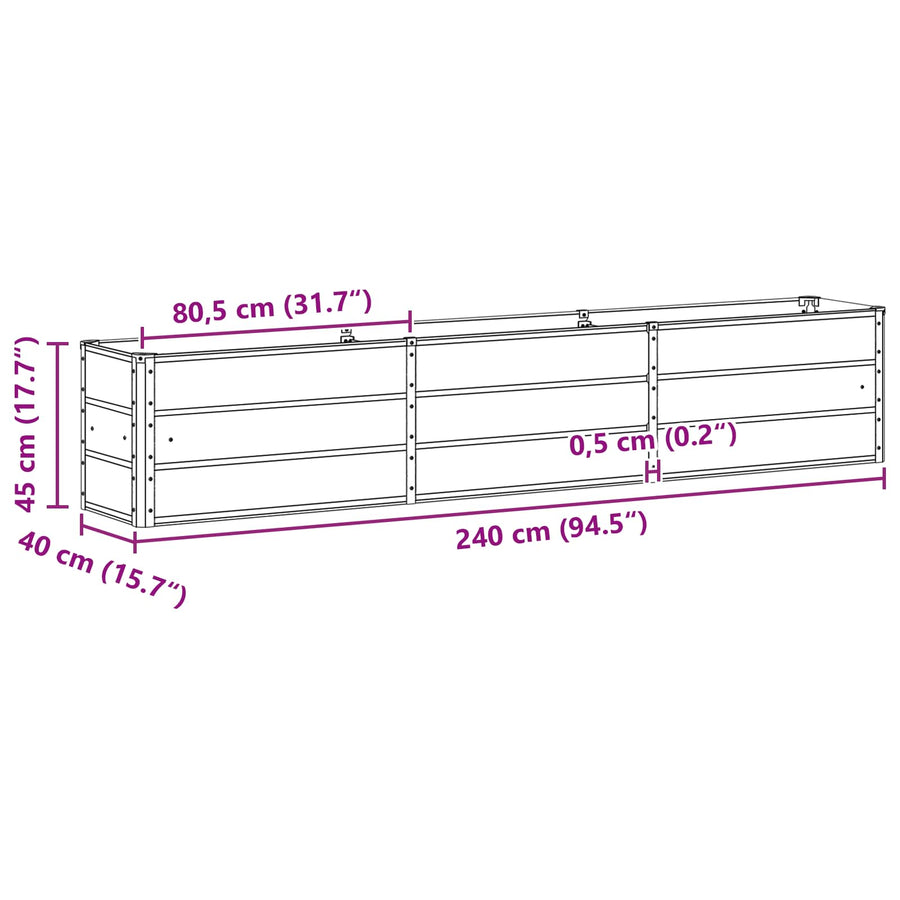 Plantenbak Antraciet 240 x 40 x 45 cm Staal