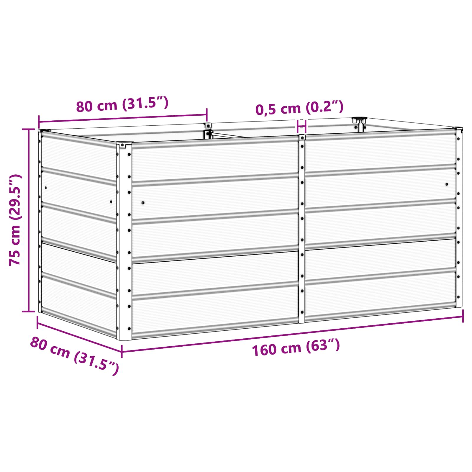 Plantenbak Antraciet 160 x 80 x 75 cm Staal